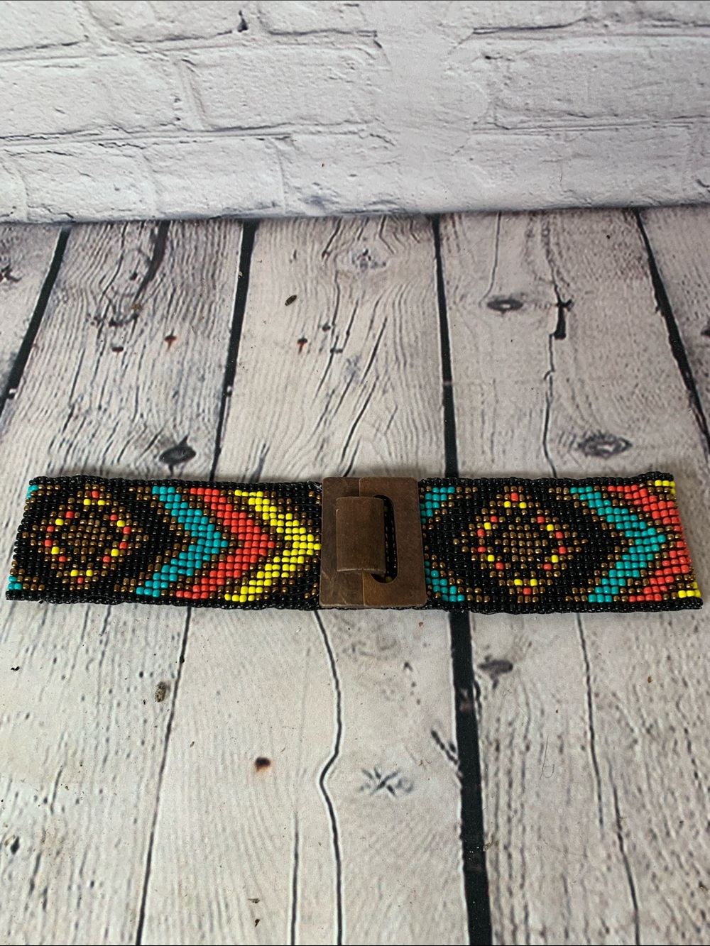 Beaded Geometric Multicolor Waist Belt